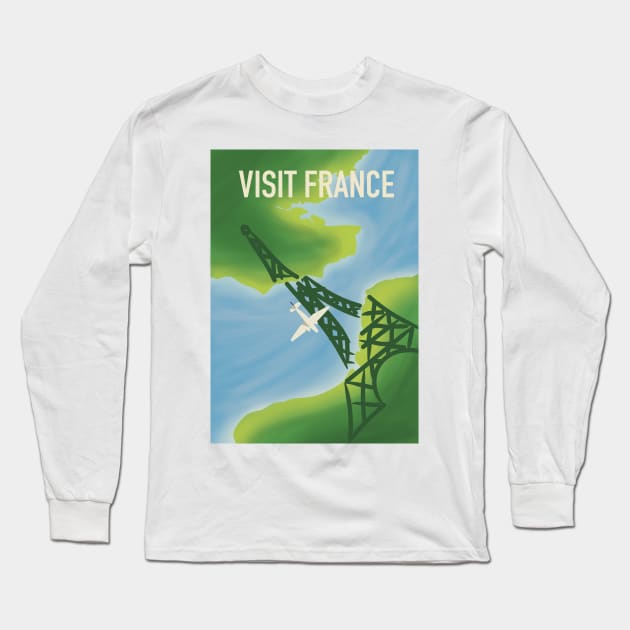 Visit France vintage travel Long Sleeve T-Shirt by nickemporium1